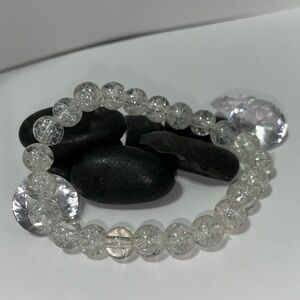 White Faceted Crystal Beaded Bracelet